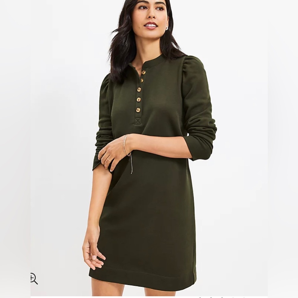 NWT - Shirred Sleeve Henley Dress from LOFT.